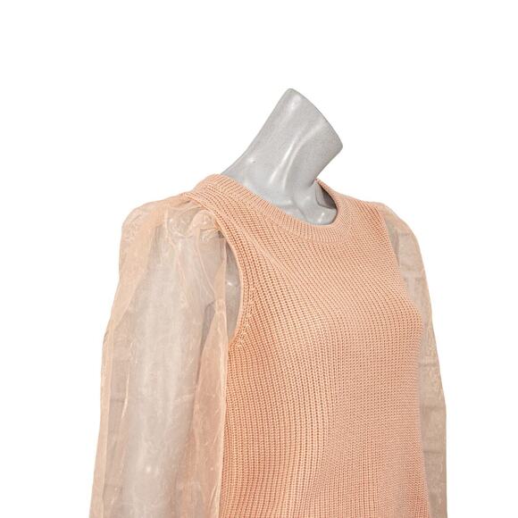 MAJORELLE Kinship Sweater Sheer Sleeves in Peach Knit Women's size Small - Picture 8 of 10